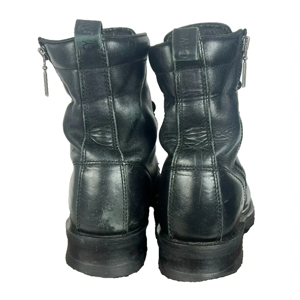 Harley Davidson Boots Mens 8.5 Black Leather Ankle Logger MotoRider Lace Zip Up